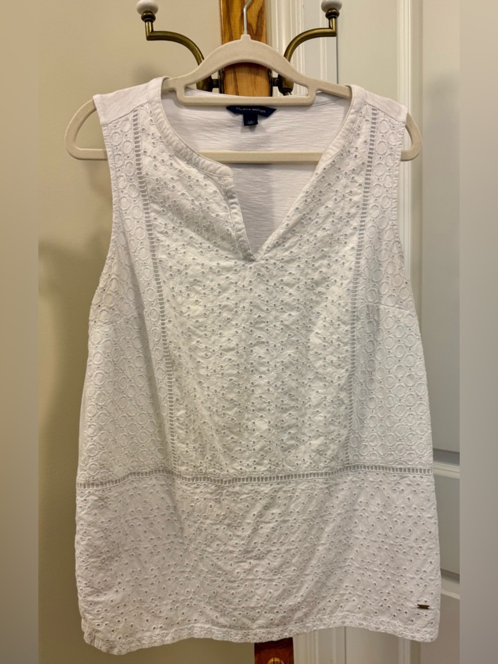 Tommy Hilfiger White Eyelet Sleeveless Top